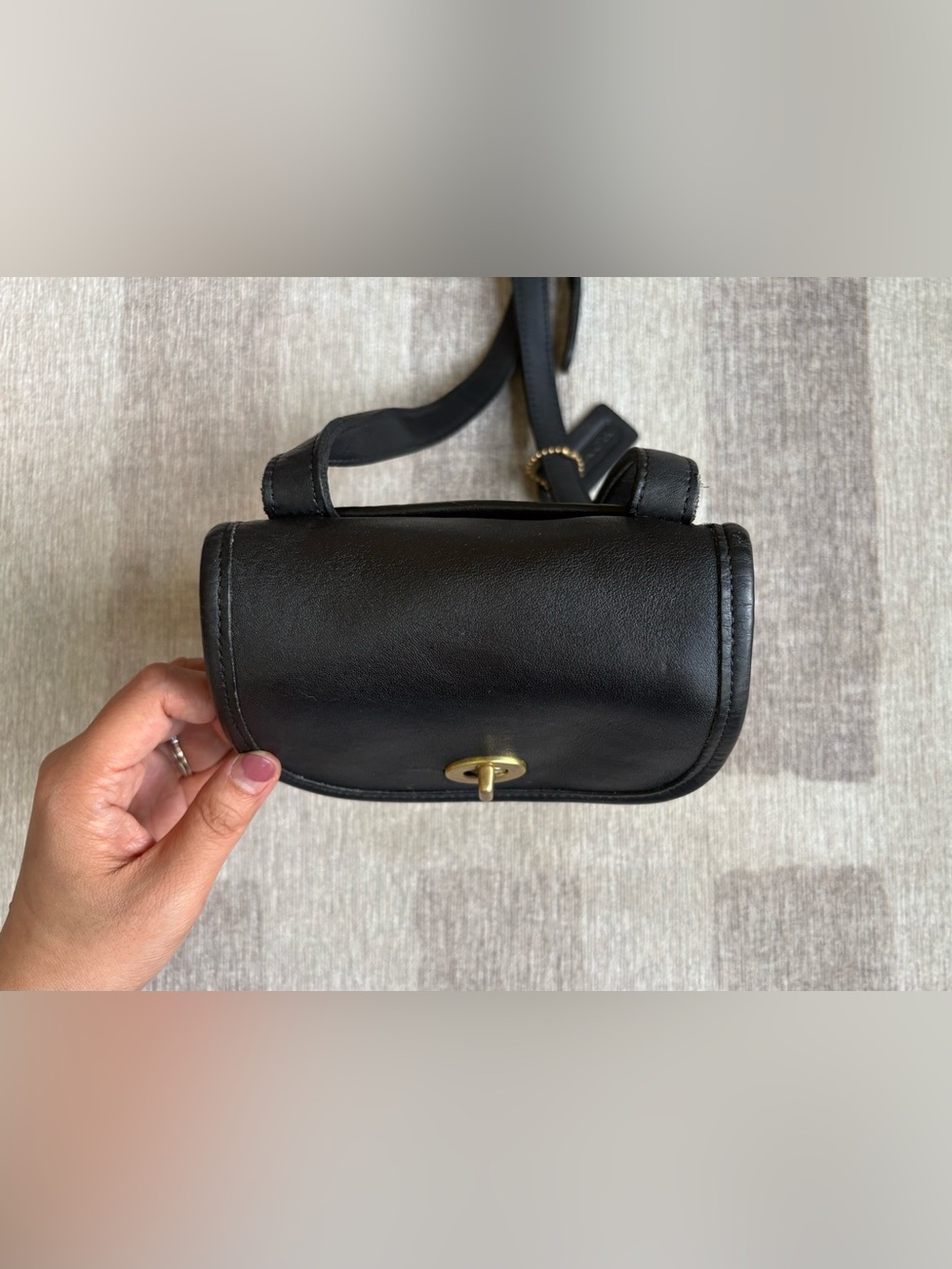 COACH Vintage Sidepack Black Leather Crossbody Shoulder Bag Handbag Purse 9978 - Picture 5 of 12